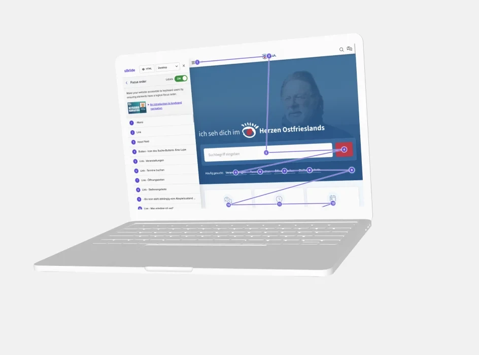 Eine webseite auf einem Laptop geöffnet